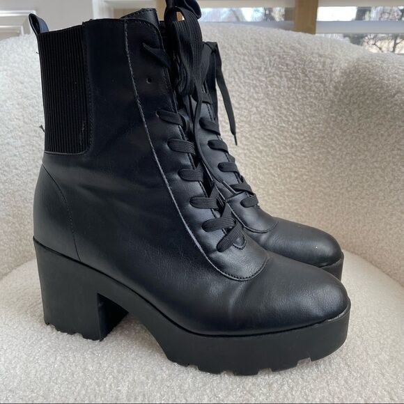 Rouge Helium Black Platform Boots 10 40 - Picture 1 of 8
